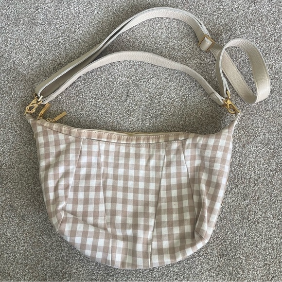 Hammitt Morgan Bag in Dandelion Gingham Shoulder/Crossbody Croissant Shape - Picture 4 of 13